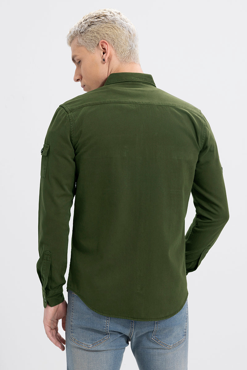 ASOS DESIGN slim western denim shirt with contrast stitching in khaki | ASOS